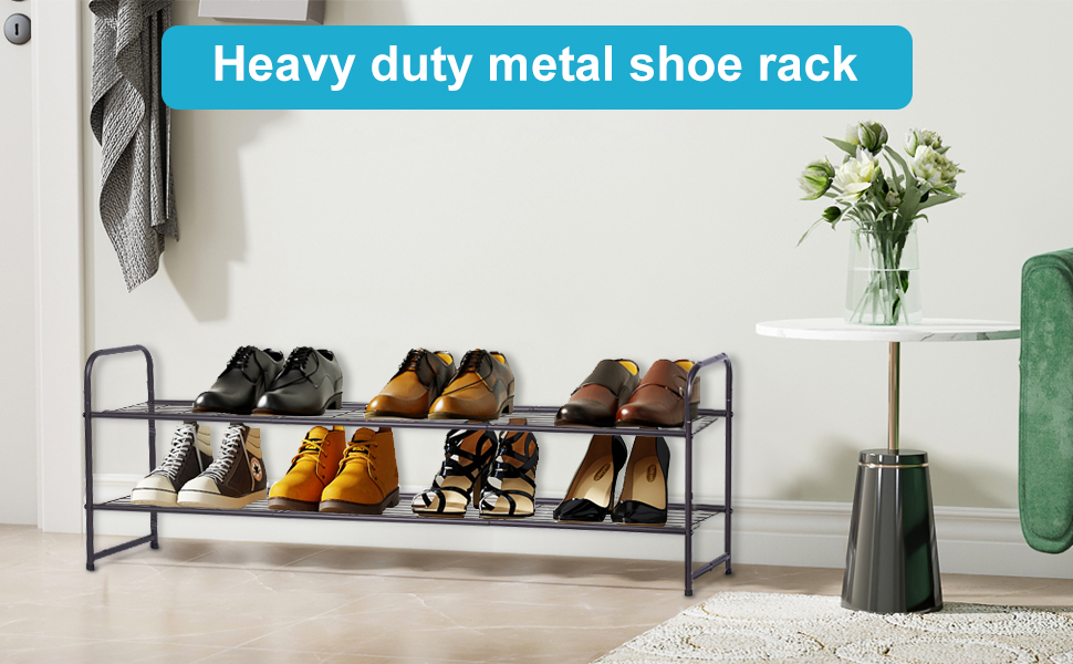 KEETDY Long 3-Tier Shoe Rack for Closet Floor Entryway, Wide Shoe